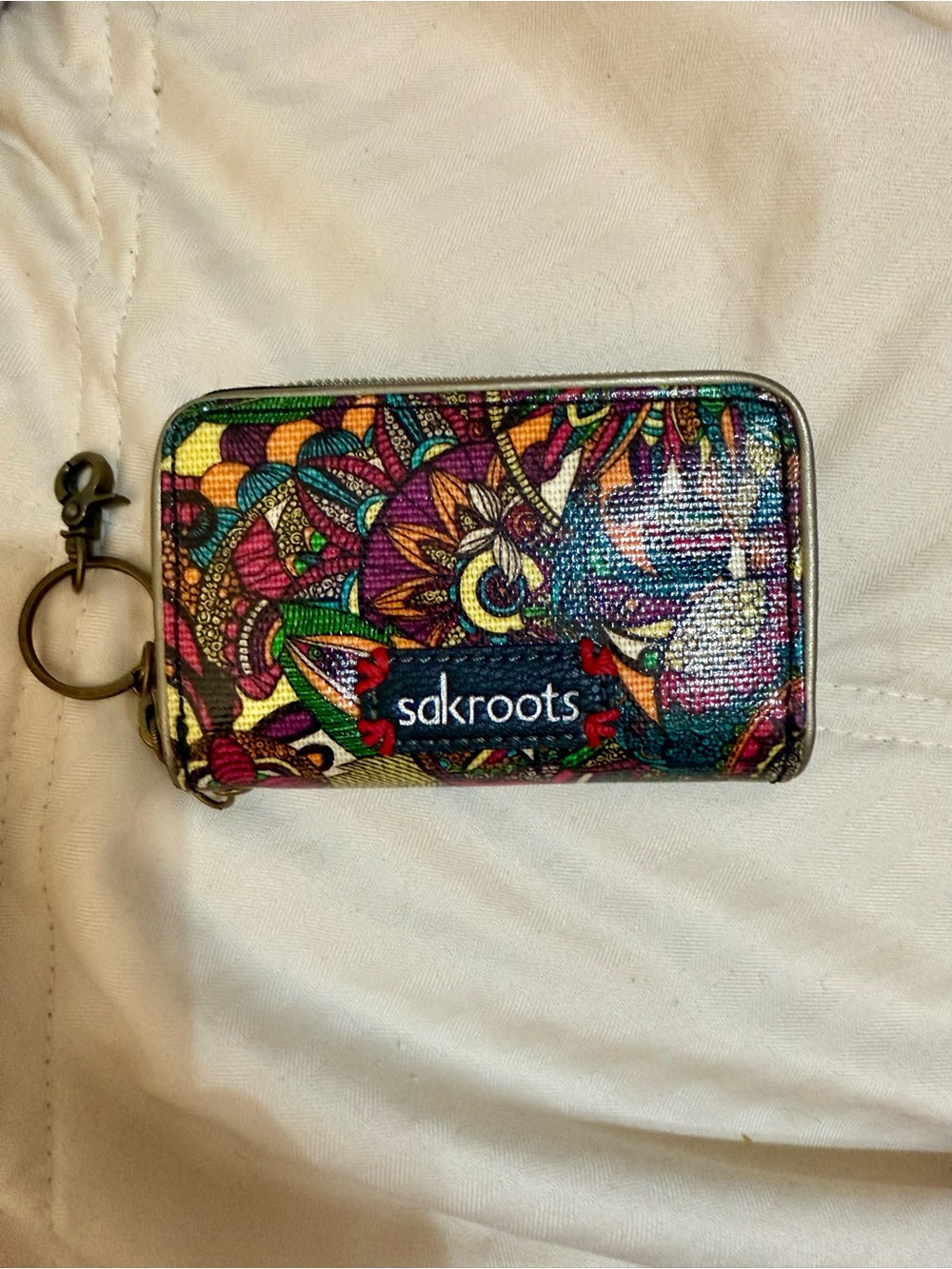 Sakroots key chain zip around wallet Artist spirit desert 4.5”W X 3”H